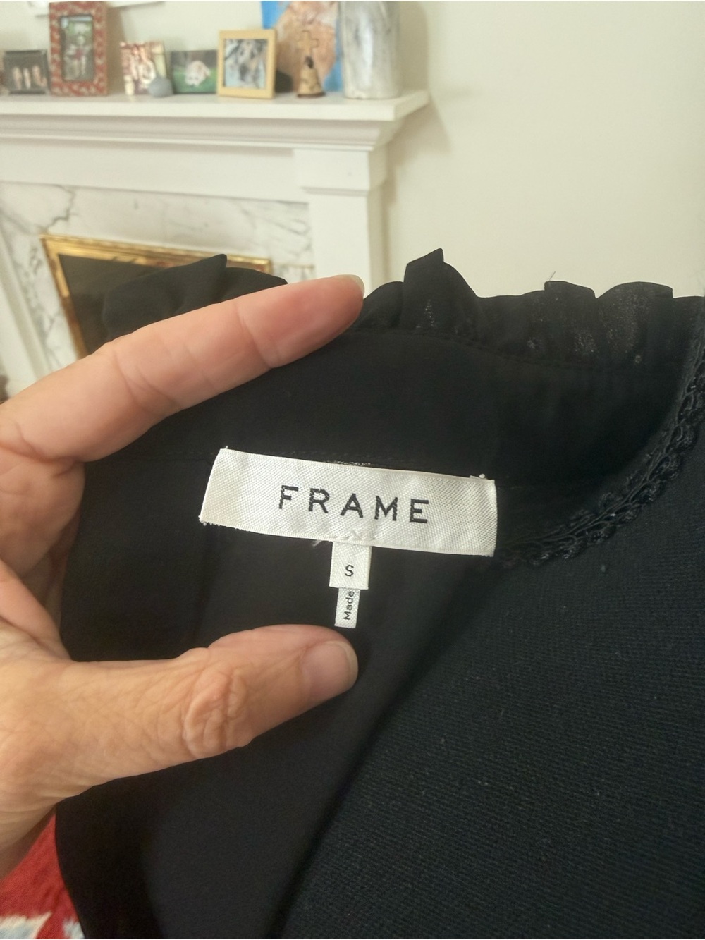 Frame Black Ruffled High-Neck Blouse - Picture 2 of 3